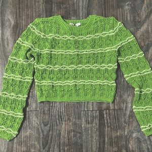 Zara cropped crochet sweater (green)